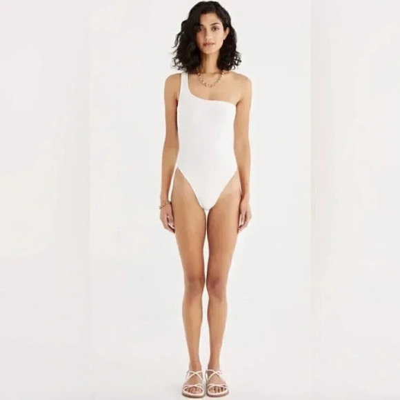 NEW Rumer the Label White Ribbed One Piece Bodysuit, Cassidy Maillot, Size Small - Picture 1 of 7
